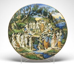 De Wedstrijd tussen de Muzen en de Pierides, c.1545-50 door Guido Durantino
